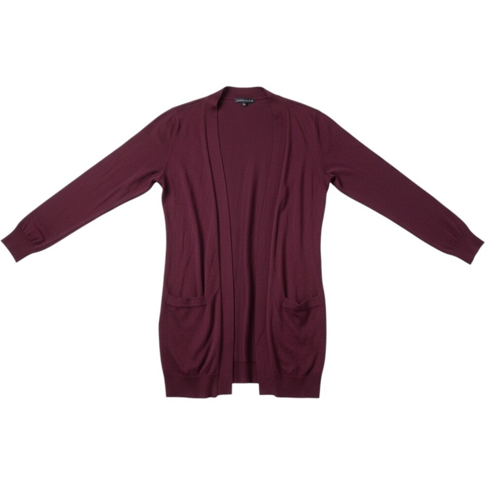Love Ellie Cardigan Open Front Pocket Burgundy Large Rayon Blend Womens